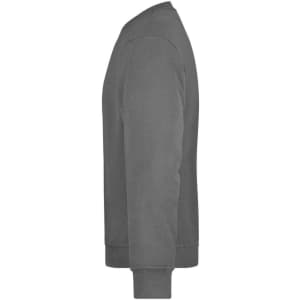 A grey workwear sweatshirt is displayed, featuring a crew neck and long sleeves. It has a plain design and no visible logos.