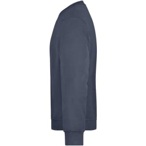 A navy blue workwear sweatshirt featuring a simple, classic design and ribbed cuffs. It has a logo on the body.