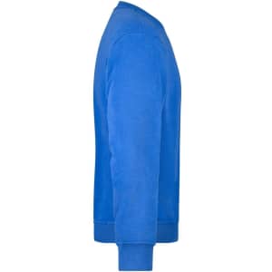 A blue workwear sweatshirt with a classic crew neckline and long sleeves, featuring a logo on the chest.