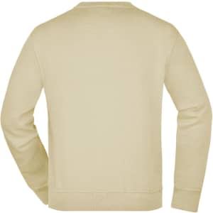 A workwear sweatshirt in a beige colour, featuring a simple design and a logo on the back.
