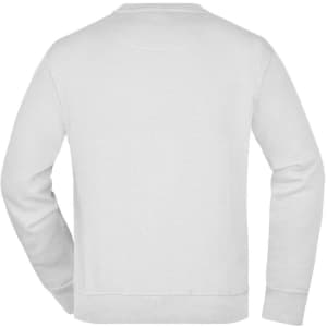 A white workwear sweatshirt with a classic crew neck and long sleeves, featuring a simple back design.