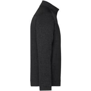 A men's knitted workwear fleece half-zip in black, featuring a stylish design and a logo on the chest.
