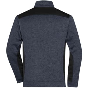 A men's knitted workwear fleece half-zip in dark grey with black accents and a logo on the back.