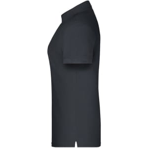 A ladies' work polo shirt in navy blue, featuring short sleeves and a classic collar, with a logo on the design.