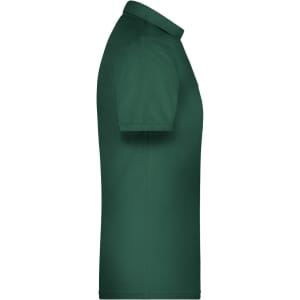 A men's work polo shirt in a deep green colour, featuring short sleeves and a collar. It has a logo on the chest.