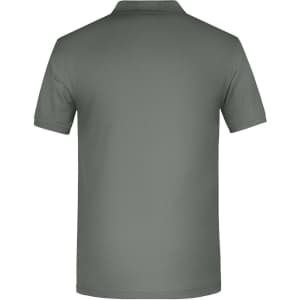 A men's short-sleeve polo shirt in khaki green with a plain back and a logo.
