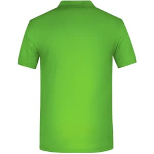 A bright green men's polo shirt with a classic collar and short sleeves, featuring a branded logo.