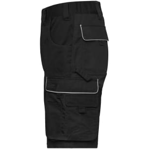 Workwear Bermudas in black, featuring multiple pockets and a side zip pocket, designed for functionality.