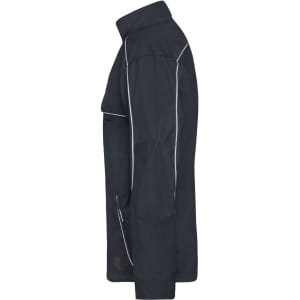 A dark navy softshell light jacket with contrast piping and a pocket, featuring an understated logo.