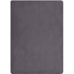 A fleece blanket in a solid dark grey colour, featuring a smooth, soft texture and a simple design.