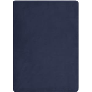 A navy fleece blanket with a smooth texture, featuring a simple design without visible patterns or logos.