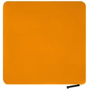 An orange fleece blanket with a zippered corner, featuring a plain design and soft texture.