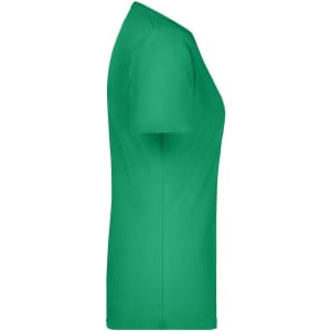 A green women's t-shirt featuring a classic crew neck and short sleeves. The shirt has a logo on it.