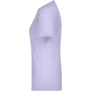 A lavender ladies' t-shirt with a classic fit and short sleeves. The shirt features a logo.