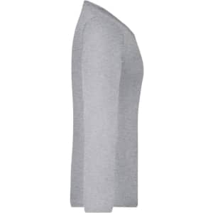 A medium-sized ladies' shirt in grey with long sleeves and a simple design. It features a logo.