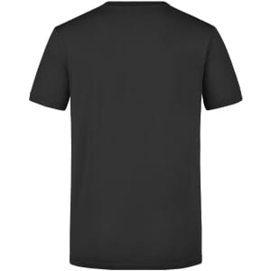 A black T-shirt with a standard fit and short sleeves. The back is plain without any designs or text.