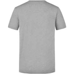 A grey men's T-shirt with a plain back and a logo on the neck. Features a classic fit and short sleeves.
