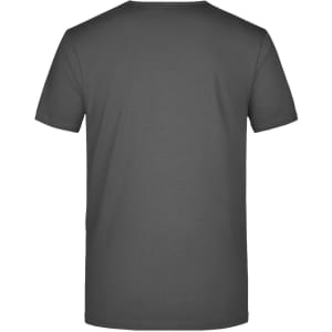 A grey men's V-T t-shirt with a simple design, featuring a logo on the back.