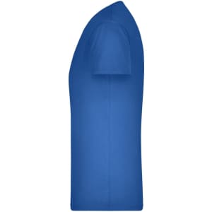 A blue men's T-shirt with a slim fit and short sleeves, featuring a logo.