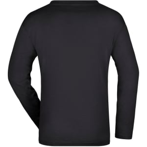 A black long-sleeve T-shirt from the "Mens L-S Medium" collection featuring a simple design and a logo.