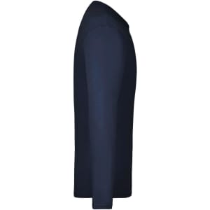 A navy long-sleeve men's T-shirt featuring a simple design and a logo.