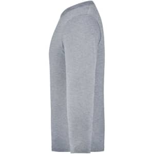 A grey long-sleeve shirt with a side view design. The shirt features a brand logo.