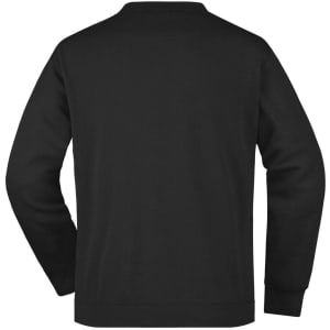 A black men's round sweat pocket jumper featuring a simple rear design and long sleeves.