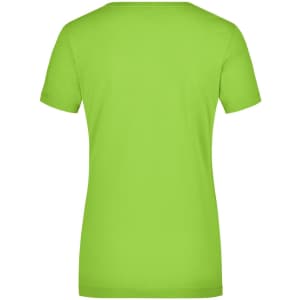 A vibrant lime green ladies' stretch round T-shirt with a simple, classic design. The shirt features short sleeves and a round neck.