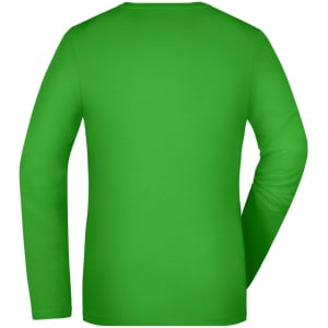 A long-sleeve shirt in bright green with a plain back and no visible logos or designs.