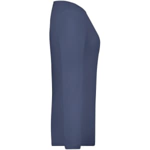 A navy long-sleeve ladies stretch shirt, featuring a fitted design and a simple style. It has a small logo on it.
