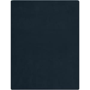 A navy fleece blanket with a smooth texture. The blanket has a subtle branding logo.