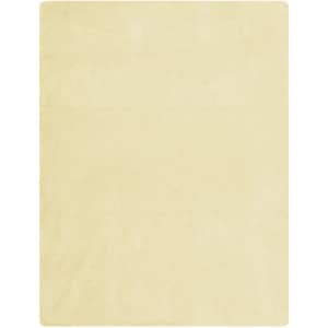 A fleece blanket in a soft cream colour, featuring a simple, smooth texture and a branding logo.