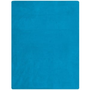 A fleece blanket in a vibrant blue colour, featuring a smooth texture and no visible patterns.