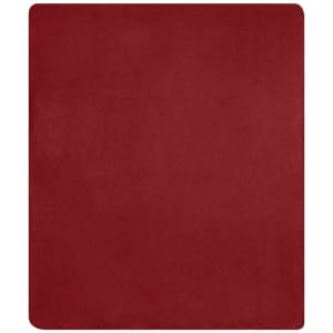 A deep red bonded fleece blanket with a smooth texture, featuring a subtle branding logo.