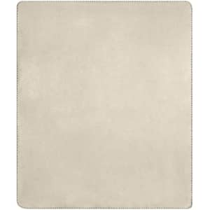 A neutral-coloured bonded fleece blanket with a smooth texture and a subtle stitched edge.