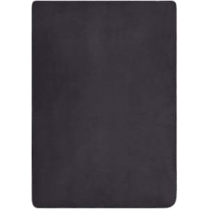 A soft, dark grey blanket with a neat stitched edge, suitable for leisure and outdoor use.