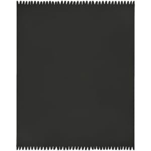 A black fleece blanket with a scalloped edge design, featuring a logo or branding.