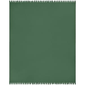 A green fleece blanket featuring a scalloped edge and a simple design, ideal for home use.