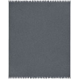 A fleece blanket in a dark grey colour with a zigzag edge design and a logo in one corner.