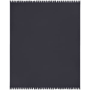 A dark grey fleece blanket with a textured edge, featuring a simple and sleek design. It has a logo in one corner.