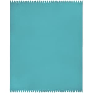 A turquoise fleece blanket with a textured edge, perfect for home and living decor.