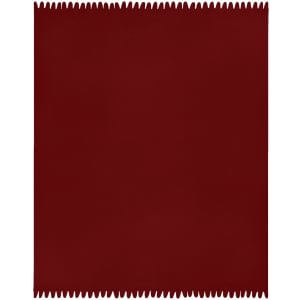 A burgundy fleece blanket with a textured edge, featuring a logo in the corner.