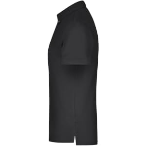 A black men's plain polo shirt featuring a classic style and a logo on the chest.