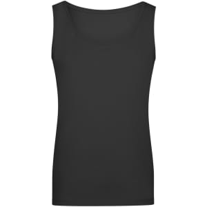 A black ladies' elastic top tank shirt, featuring a simple, sleek design and no visible logos.