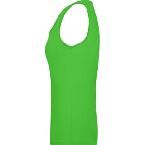 A vibrant green elastic top designed for ladies, featuring a sleeveless and fitted style.