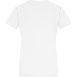 A white ladies' T-shirt with a classic crew neckline and short sleeves. The shirt has a plain back with no visible branding.