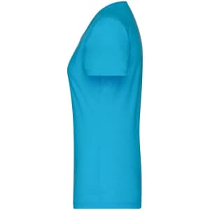 A ladies' heather T-shirt in a vibrant turquoise colour, featuring short sleeves and a fitted cut.