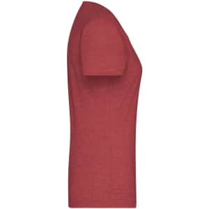 A ladies heather T-shirt in a rich red colour, featuring a classic short sleeve design and a fitted silhouette.