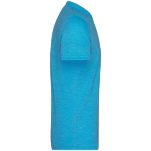 A men's heather t-shirt in a vibrant blue colour, featuring short sleeves and a crew neck design.
