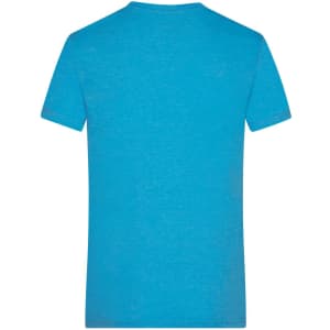 A bright blue heather T-shirt with a classic crew neck and short sleeves. The back is plain with a subtle texture.